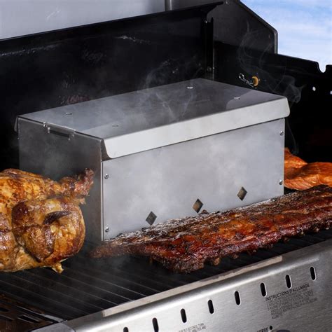 smoker box on stainless steel grill|stainless steel meat smoker.